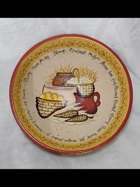 Mary‎ Beth Baxter Folk Art Wood Bowl Farmhouse Rustic Harvest Fall Decor O